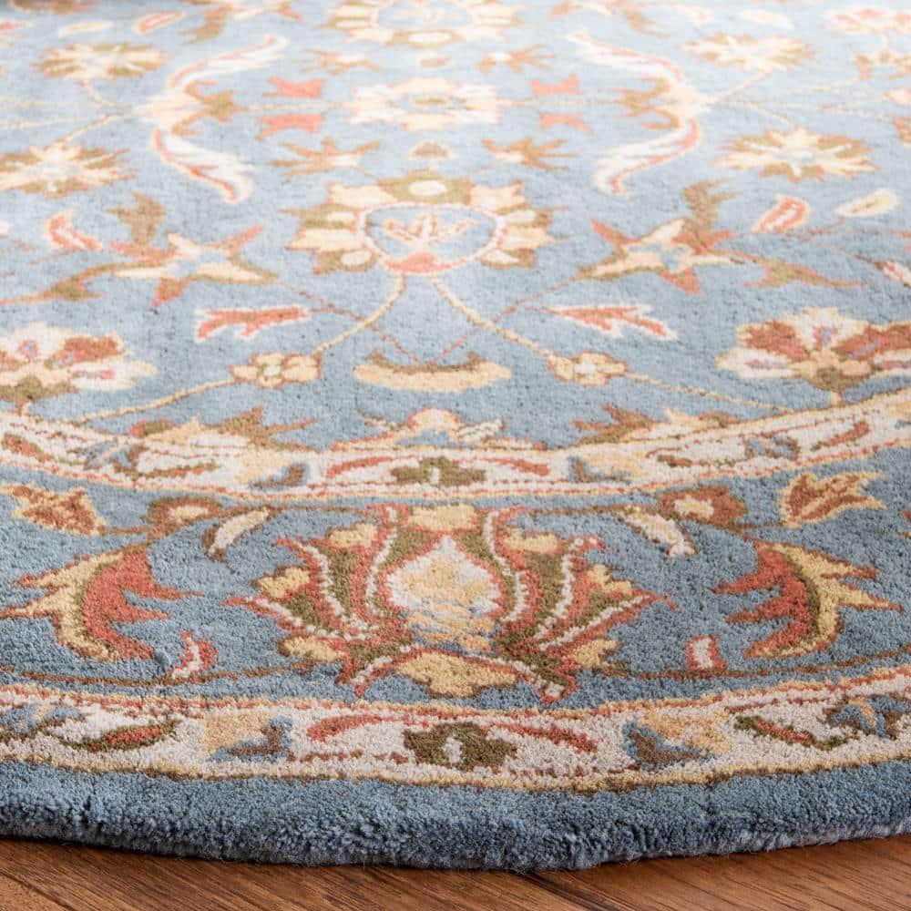 Elegant Heritage Hand-Tufted Wool Oval Rug in Blue, 5' x 8'