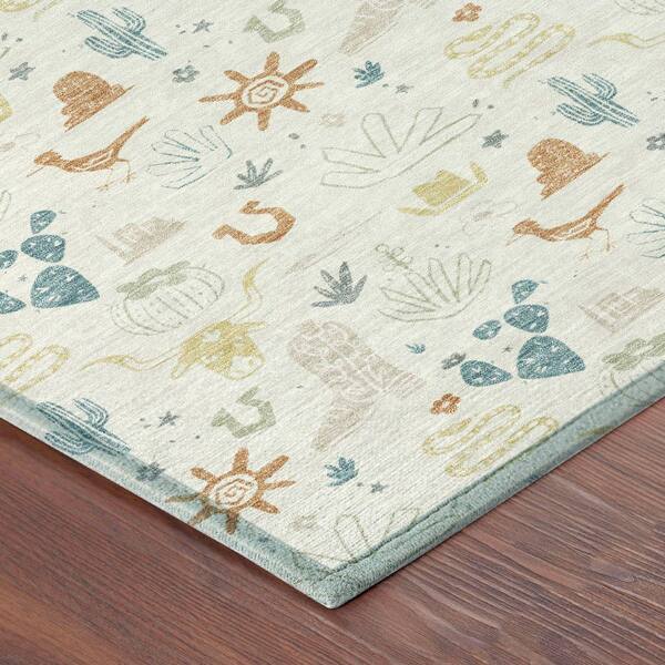 Chantille Machine Washable Indoor/Outdoor Abstract ACN2562 Ivory 8 ft. x 10 ft. Area Rug