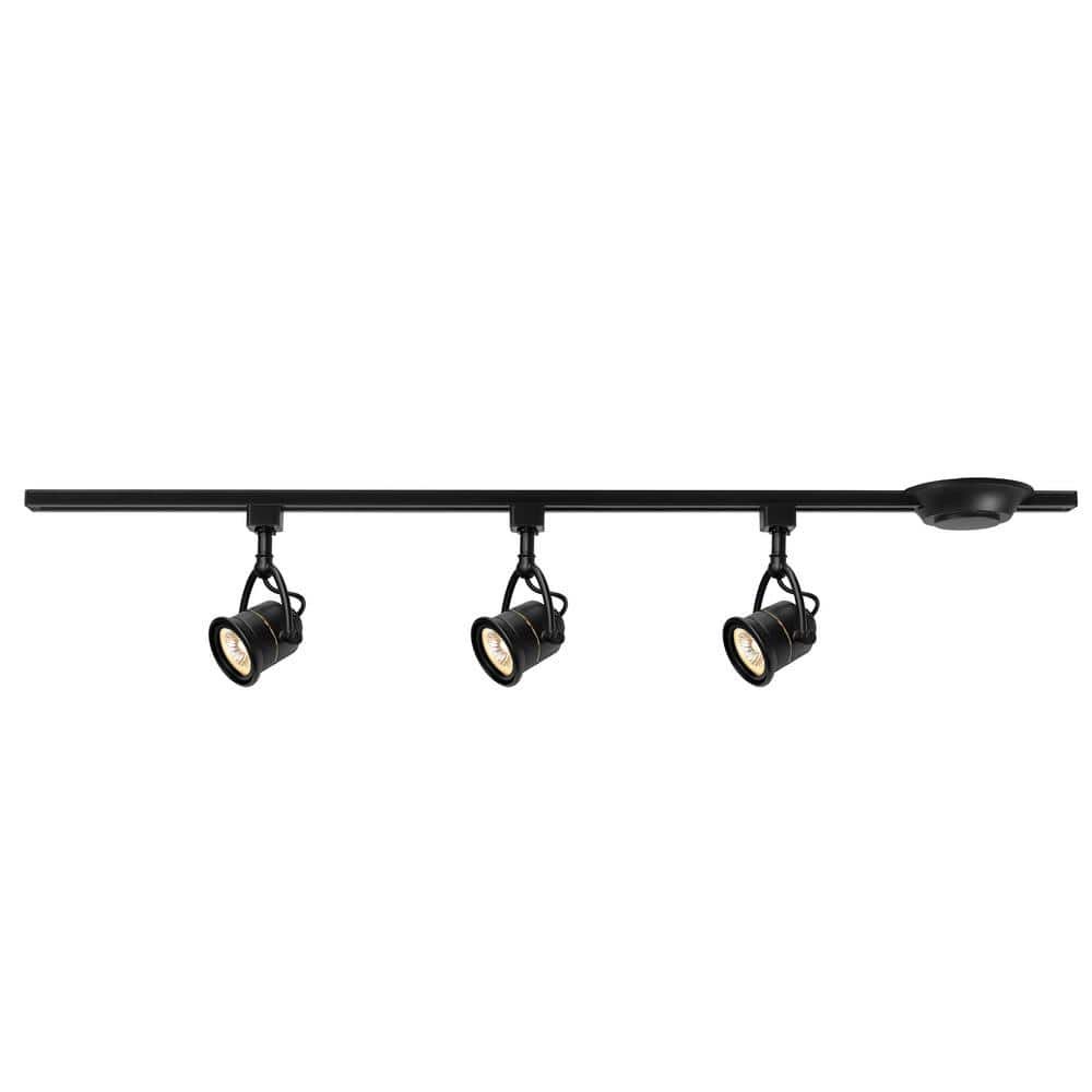 Hampton Bay 4 ft. 3Light Black Retro Linear Track Lighting Kit 813840