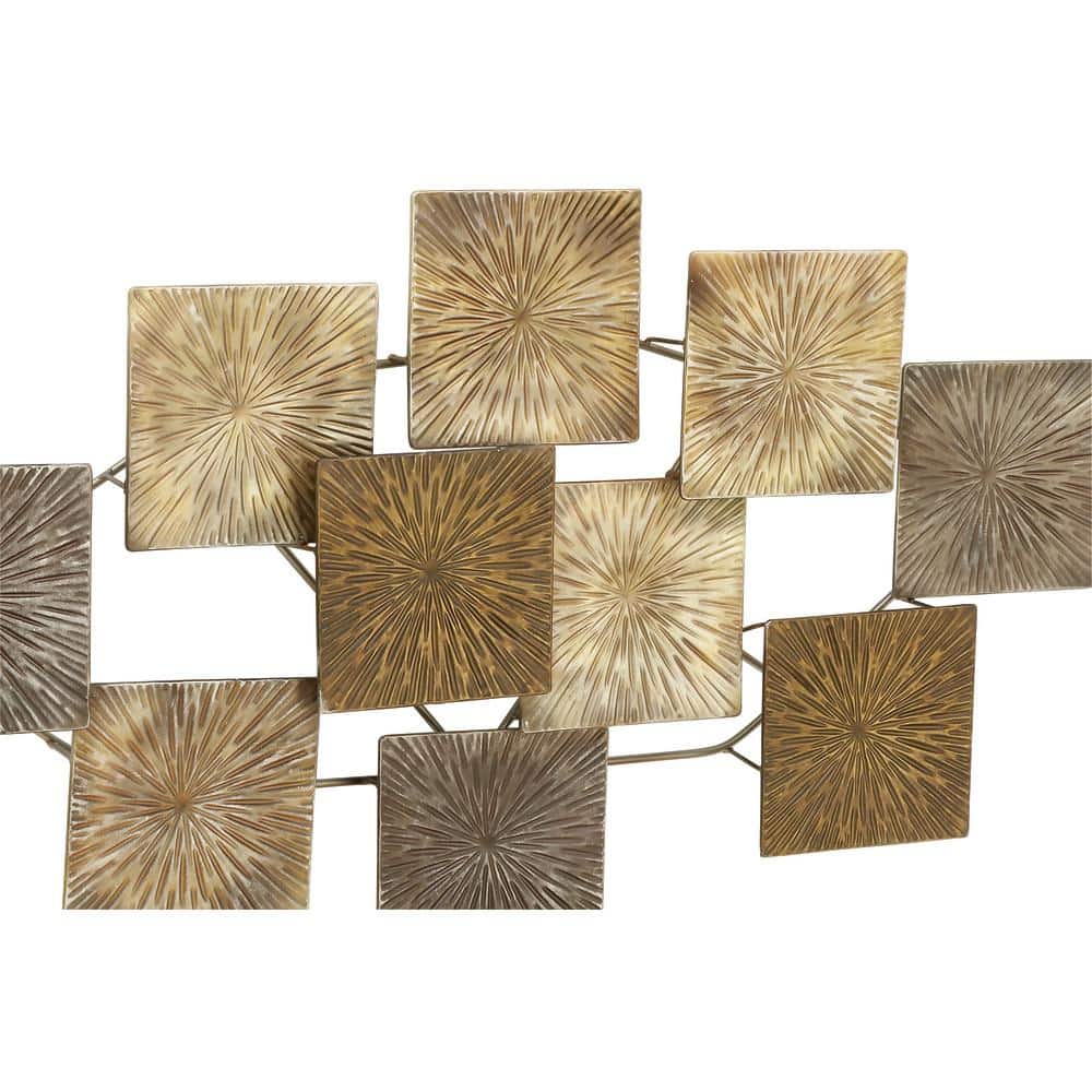 Gold and Bronze Textured Metal Sunburst Wall Sculpture