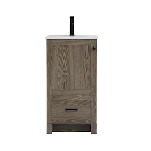 Timeless Home 18 in. W x 19 in. D x 34 in. H Single Bathroom Vanity in Weathered Oak with Ivory Engineered Stone Top