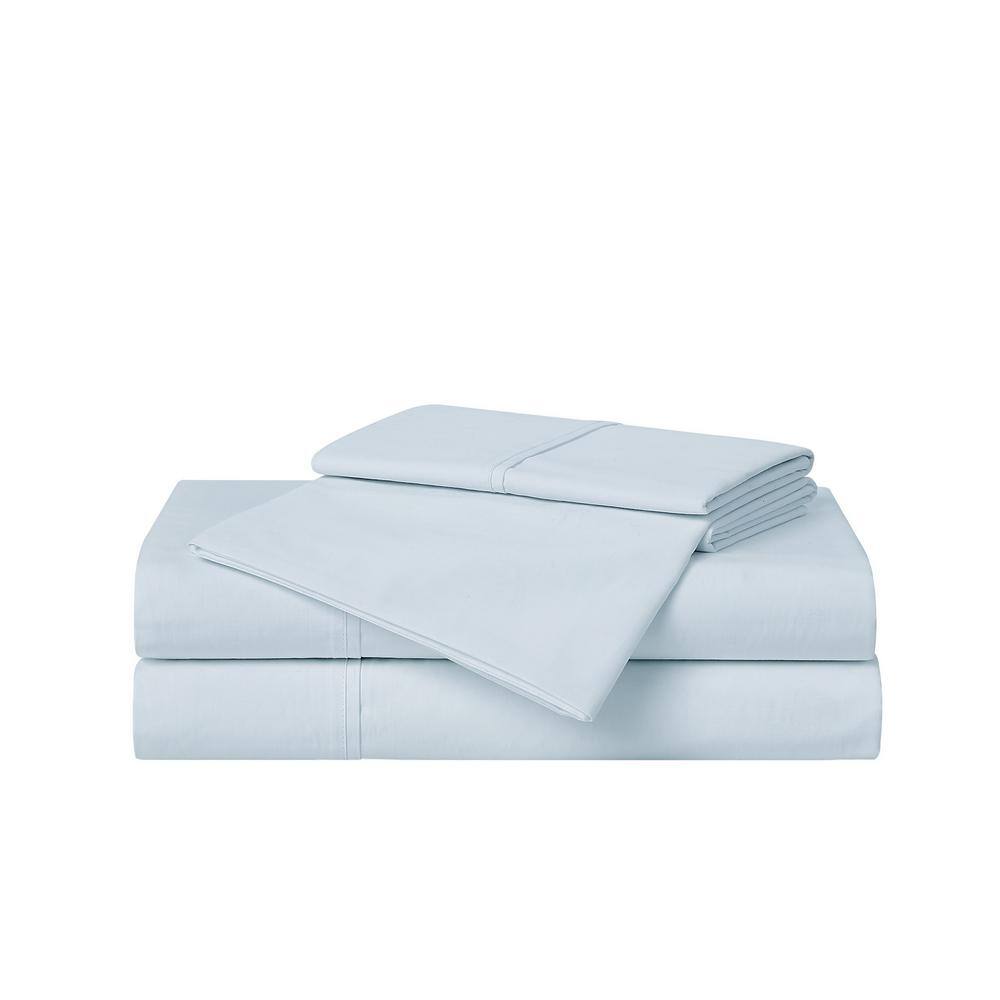 Twin Light Blue Organic Cotton Percale Sheet Set