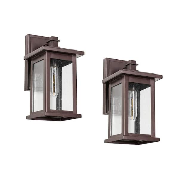 Jushua 1-Light Oil Rubbed Bronze Not Motion Sensing Outdoor Hardwired Wall Lantern Sconce, No Bulbs Included (2-Pack)