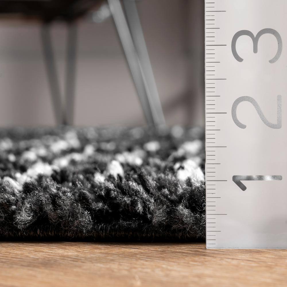 Braided Black Wool Moroccan Diamond Tassel 6'7"x9' Rug
