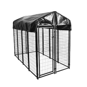 6 ft. H x 4 ft. W x 8 ft. L Welded Wire Black Painted Outdoor Dog Kennel