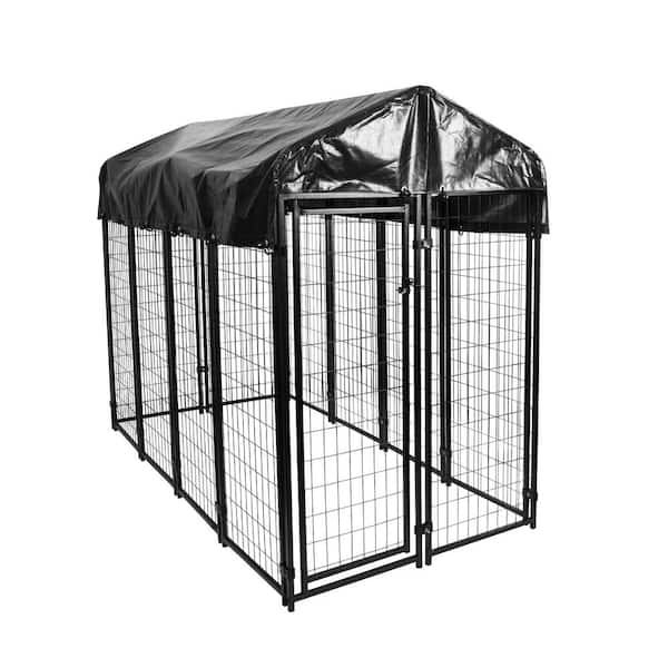 PRIVATE BRAND UNBRANDED 6 ft. H x 4 ft. W x 8 ft. L Welded Wire Black Painted Outdoor Dog Kennel