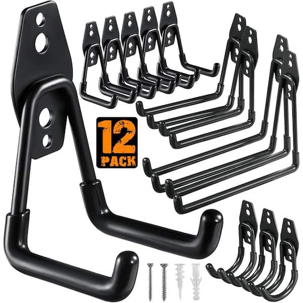 Heavy Duty Utility Garage Hooks with Anti-Slip Coating Wall Mount 12 Pack for Tools Ladders Bikes and More Storage