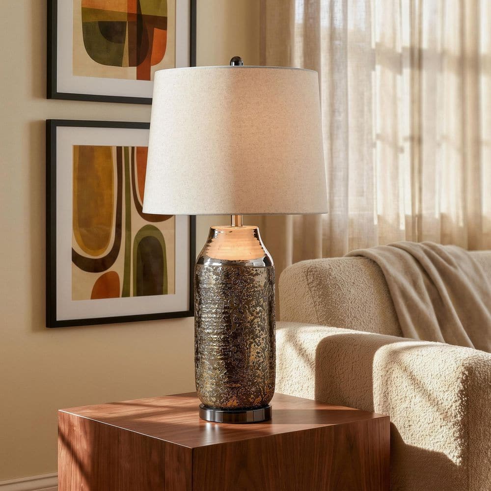 30.75 in. Kochi Bronze Contemporary Table Lamp for Living Room with Brown Linen Shade price history on PriceWatchPro