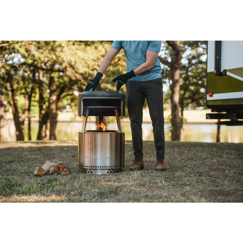 Stainless Steel Outdoor Wood-Fired Pizza Oven with Carry Case
