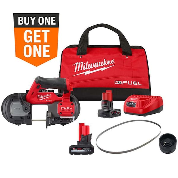 M12 FUEL 12-Volt Lithium-Ion Cordless Compact Band Saw XC Kit with (2) Batteries, Charger, Reamer, 3 Blades and Bag