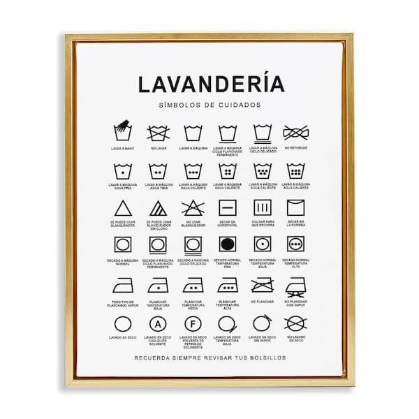Stupell Industries Lavanderia Symbol Guide White by Lettered and Lined Gold Floater Frame Typography Graphic Art Print 21 in. x 17 in.