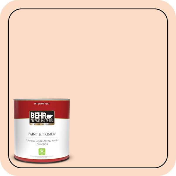 BEHR PREMIUM PLUS 1 qt. #250C-2 Sugared Peach Flat Low Odor Interior Paint & Primer