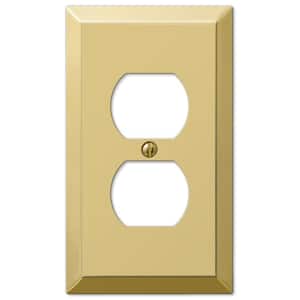 Metallic Polished Brass 1-Gang Duplex Outlet Steel Wall Plate (2-Pack)