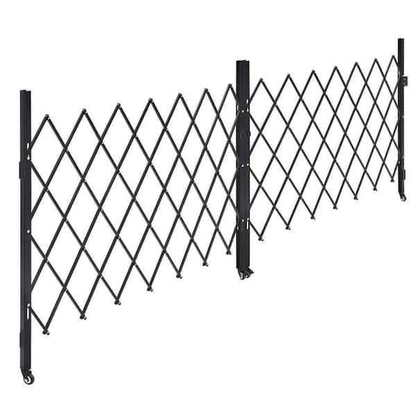 Double Folding Security Gate, Lockable Scissor Gate with 360° Swivel Casters, Retractable, 145.67 x 63.19 in. (W x H)