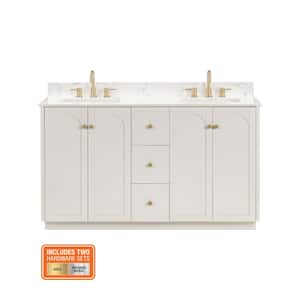 Anabelle 60 in. W x 22 in. D x 35 in. H Double Sinks Bath Vanity in Soft Grey with Engineered Marble Carrara Top