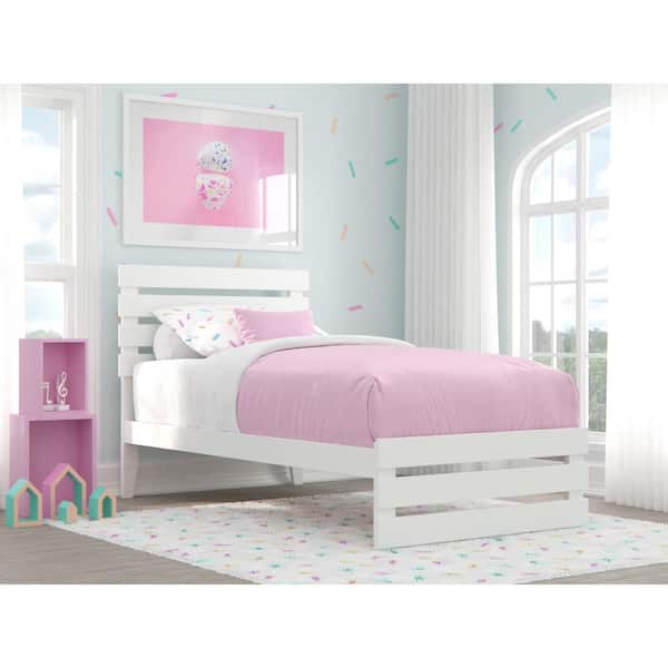 AFI Oxford White Twin Bed with Footboard and USB Turbo Charger