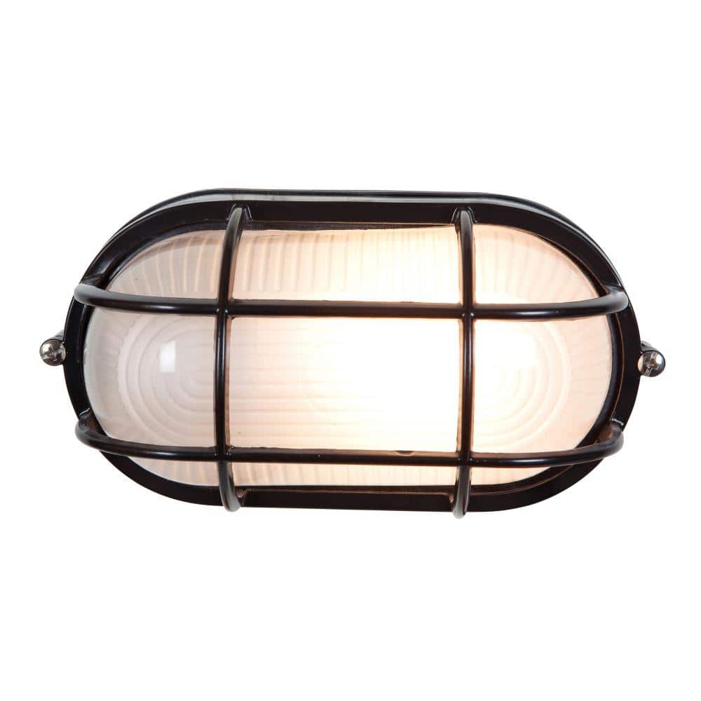 Nauticus 11 in. 1-Light Black Outdoor Wall Mount Sconce