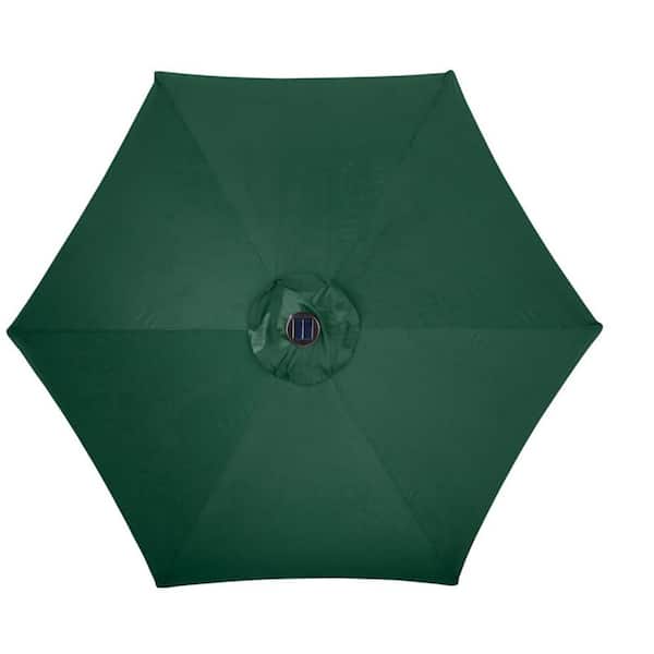9 ft. Tiltable Solar LED Market Patio Umbrella 108 in Hunter Green