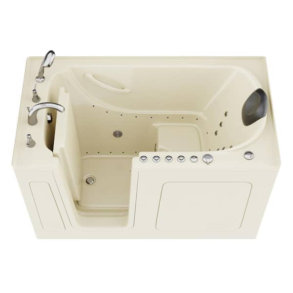 Universal Tubs Safe Premier Series 32 in. L x 60 in. W Left Side Drain Combination Jetted Bathtub in Biscuit with Microbubbles Jet