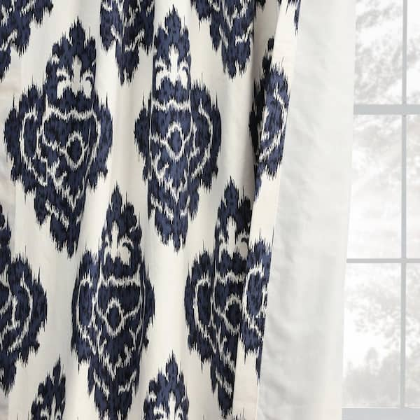 Blue ikat curtains diamond pattern curtains living room curtains washa –  JLL HOME