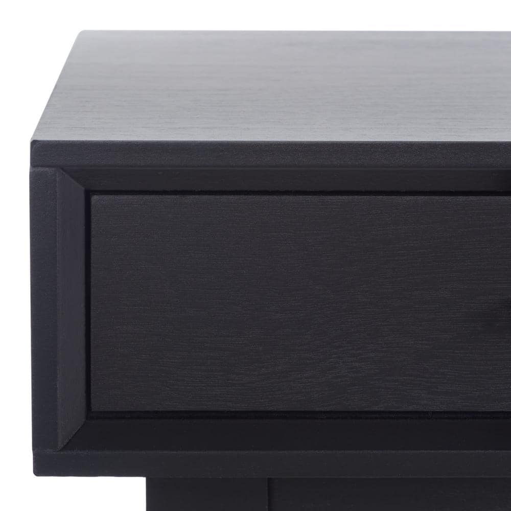 Black Mid-Century Modern Wood Desk with 3 Drawers