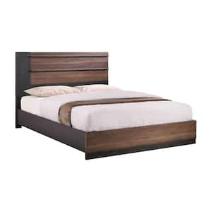 Azalia Black and Walnut Wood Frame Queen Platform Bed