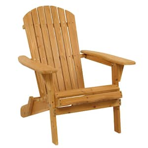 Teak Color Fir Wooden Folding Wood Adirondack Chair (2-Piece)