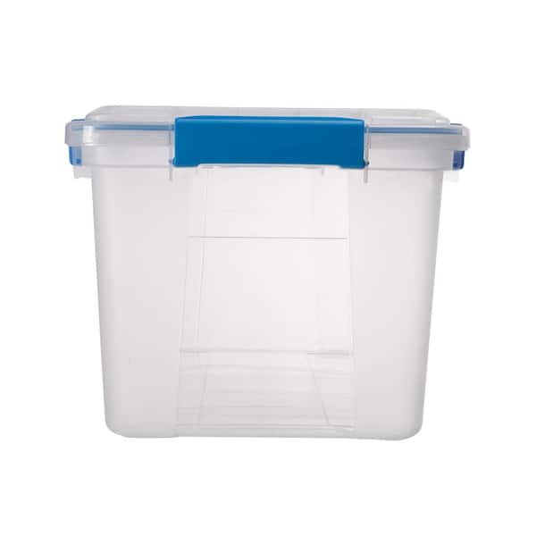 96 ltr Clear Plastic Storage Bin Tote Organizing Container with Durable Lid  (Pack of 3), Clear Stackable & Nestable Totes, Clear Plastic Tote W/Latch