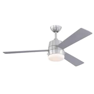 Brinley 52 in. LED Indoor Brushed Nickel Ceiling Fan with Light Fixture