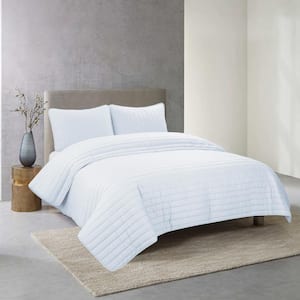 Perfectly Cotton 3-Piece White Solid Cotton Full/Queen Quilt Set