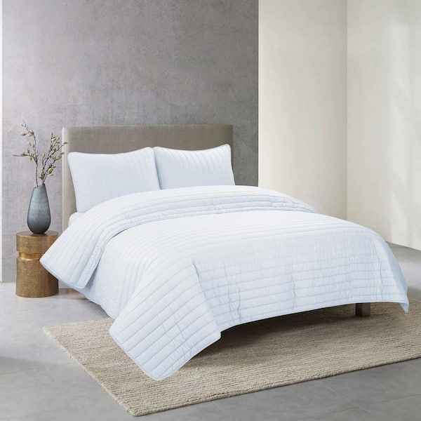 Nouvelle Home Perfectly Cotton 3-Piece White Solid Cotton Full/Queen Quilt Set