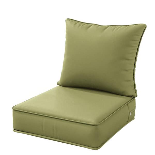 19 in. x 19 in. x 4 in. Square Outdoor Deep Seating Cushion Set Seat and Back Cushion for Lounge Chair Light Green