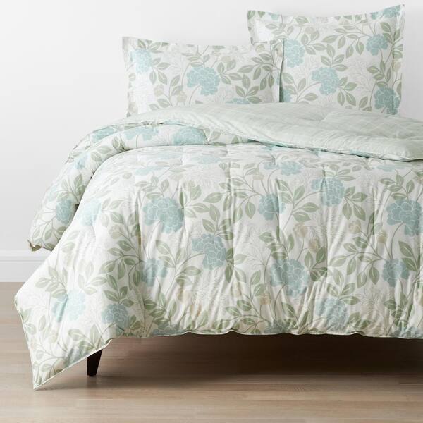 The Company Store Company Cotton Mariel Floral Sea Blue Full Cotton Percale Comforter