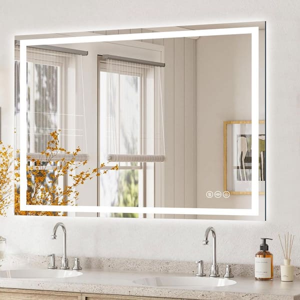 36 in. W x 48 in. H Rectangular Frameless Anti-Fog LED Front Light Backlit Wall Mirror Bathroom Vanity Mirror