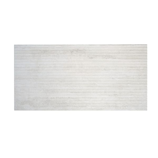 Terrain 24 in. x 48 in. Matte White Beige Porcelain Fluted grooved Large Format Tile (15.55 sq ft/case)-2 Pack