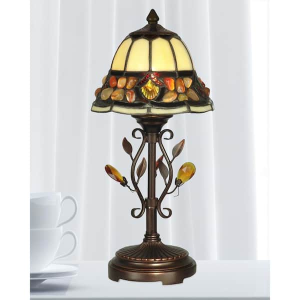 Dale Tiffany 15.25 in. Pebble Stone Antique Golden Sand Accent Lamp TA90228  - The Home Depot