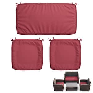3-Piece Outdoor Patio Replacement Cushion Slipcovers for 4-Seater Wicker Rattan Sofa, Fuchsia(No Inserts)