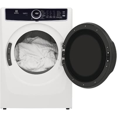 27 in. W 8 cu. ft. Front Load Electric Dryer with Perfect Steam and LuxCare Dry System, ENERGY STAR in White