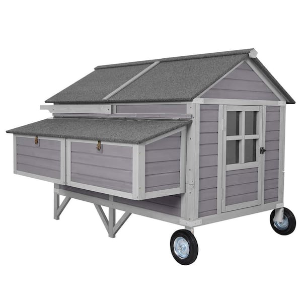 aivituvin Extra-Large Wooden Chicken Tractor for 8/10 Chickens