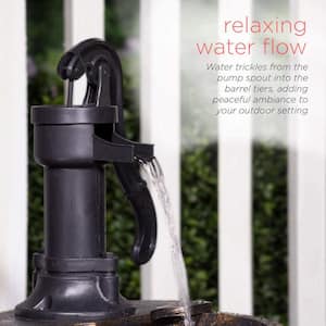 Tall 2-Tier Barrel and Pump Waterfall Fountain with Bronze Finish