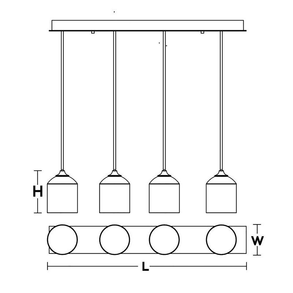 William 4-Light Satin Nickel Linear Pendant with Clear Glass Shades