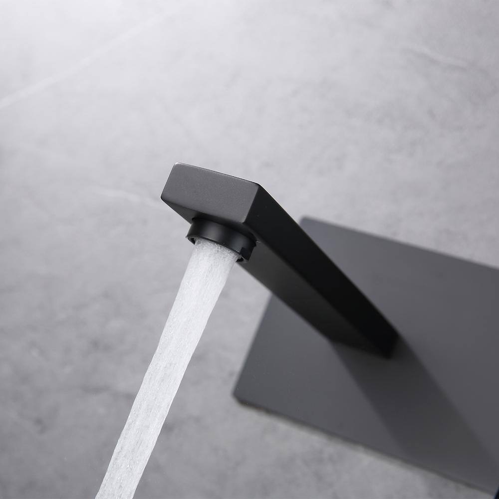 Matte Black Wall Mount Single Handle Bathroom Faucet with Brass Valve