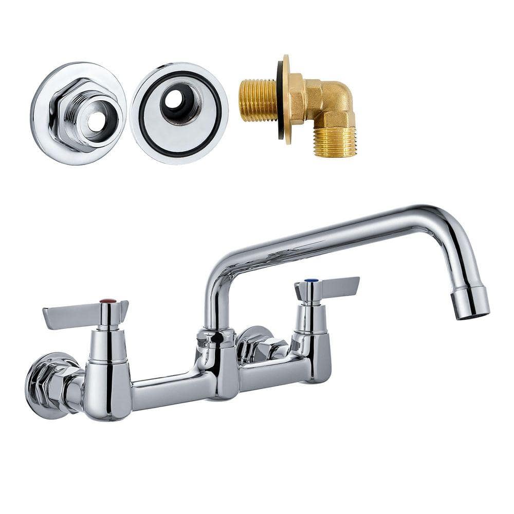 Double Handle Wall Mount Standard Kitchen Faucet in Chrome Polish price history on PriceWatchPro