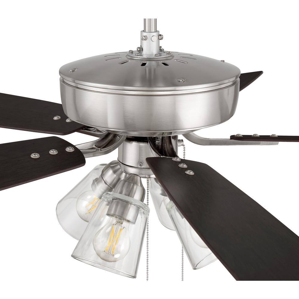 Brushed Nickel 52" Ceiling Fan with LED Lights and Reversible Blades