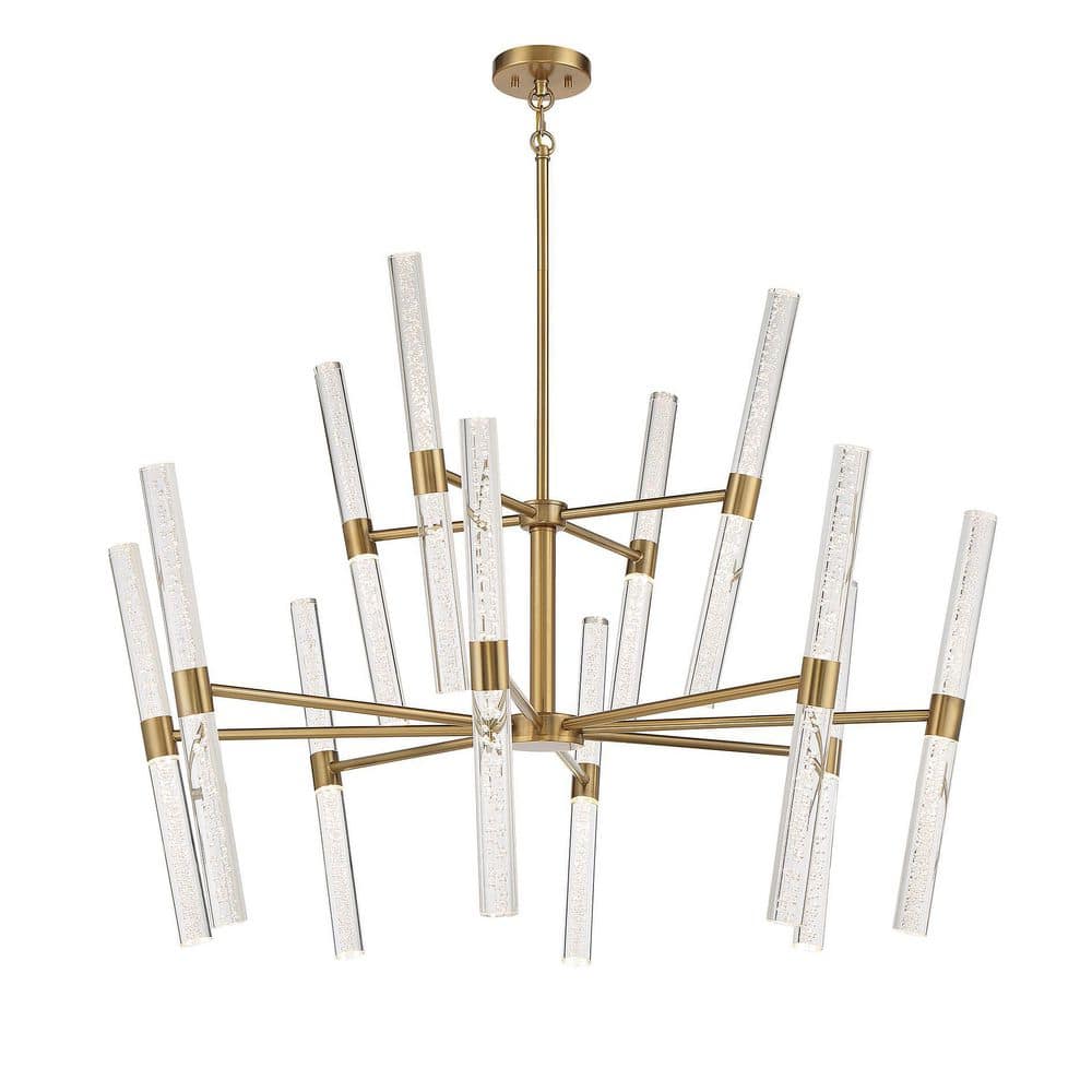 Arlon 24-Light Warm Brass LED Chandelier with Clear Bubble Glass