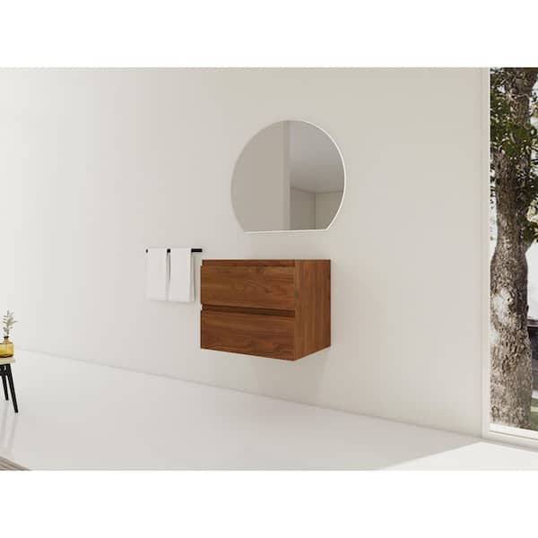 Ondine 23.38 in. Floating Bathroom Vanity Cabinet without Top in Brown Oak with Soft Close Drawers, Wood Grain Design