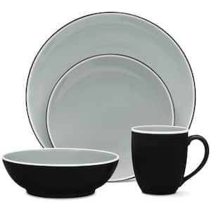 Colotrio Graphite 4-Piece (Black) Porcelain Coupe Place Setting, Service for 1