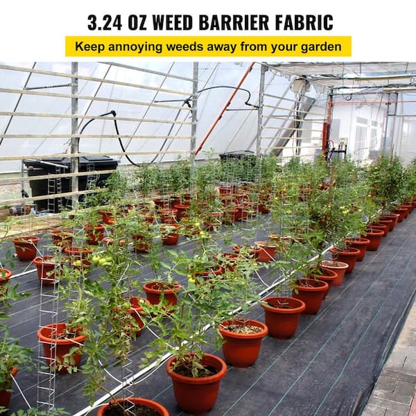 VEVOR 3FTx300FT Premium Weed Barrier Fabric Heavy Duty 3OZ Woven Weed Control Fabric High Permeability Good for Flower Bed Geotextile Fabric for Underlayment Polyethylene Ground Cover 