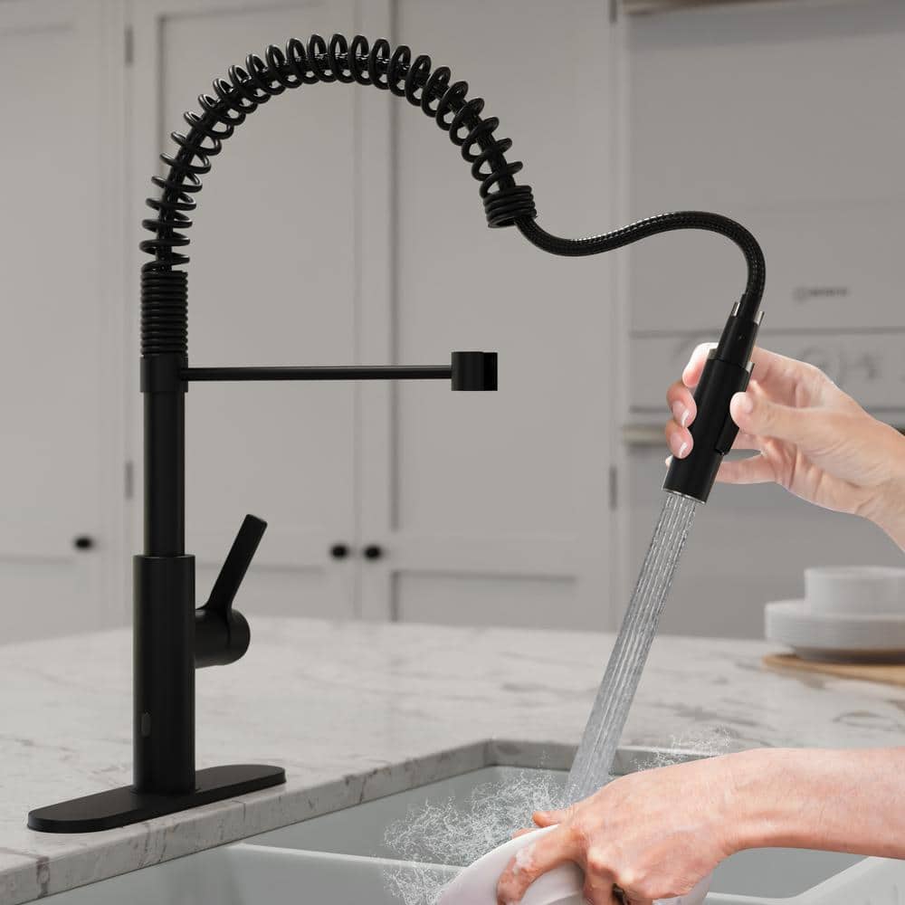 Matte Black Stainless Steel Touchless Pull-Down Kitchen Faucet