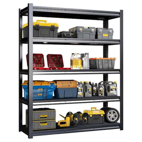 5-Tier Steel Heavy Duty Freestanding Adjustable Garage Storage Shelving Unit in Black (62 in. W x 84 in. H x 24 in. D)